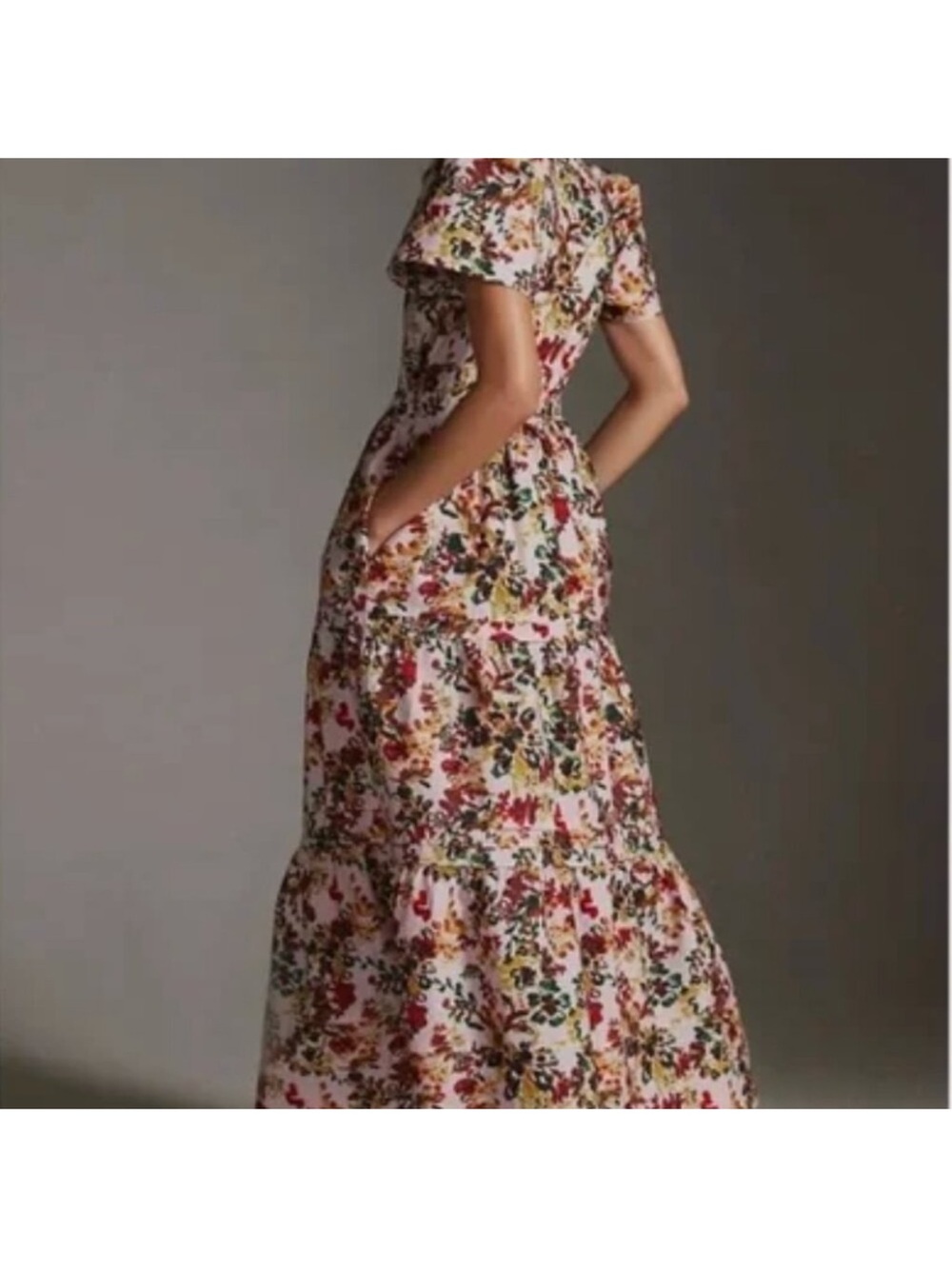 NEW Anthropologie Somerset Tiered Floral Smocked Maxi Dress in Pink Rose Size S - Picture 5 of 14